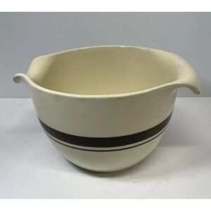 Vintage McCoy #129 - 2 Quart Mixing/Pouring Bowl Cream Color w/Double Brown Band
